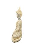 Silver & Cream Meditating Buddha Statue – Graceful Decorative Showpiece for Home and Office