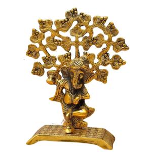 Decorative Brass Ganesh Statue with Damroo Pedestal