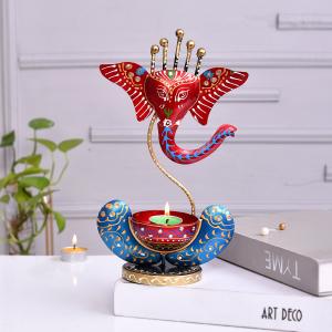 Blue Ganesh Statue T Light Holder