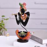 Black Murli Krishna Statue T Light Holder