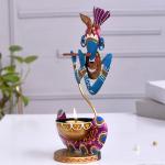 Blue Murli Krishna Statue T Light Holder