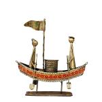 Elegant Handcrafted Metal Boat-Shaped Pen Holder