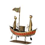 Elegant Handcrafted Metal Boat-Shaped Pen Holder