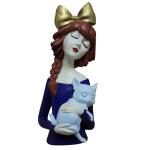 Cute Girl with Cat Showpiece Statue | Collectible Figurine for Home Decor, Outdoor Entrance & Living Room Decoration