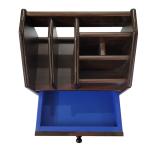Wooden Pen & Pencil Stand with Drawer: Stationery Organizer and Mobile Holder for Office & Student Desk Use