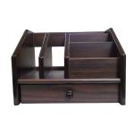 Wooden Pen & Pencil Stand with Drawer: Stationery Organizer and Mobile Holder for Office & Student Desk Use