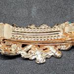 Elegant Floral Rhinestone Hair Clip in Green and Crystal Clear Tones