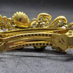 Vintage Gold-Tone Hair Clip with Blue Rhinestones and Pearls 9.5 cm