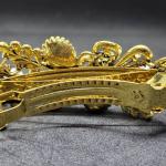Colorful Vintage Gold-Tone Hair Clip with Multicolored Rhinestones and Pearls 9.5 cm