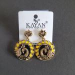 Elegant Peacock Design Earrings with Red and Yellow Enamel Accents